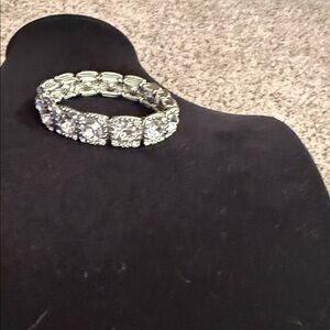 Crystal Stretch Bracelet - Silver Tone glam